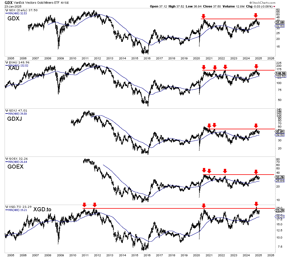 GDX, XAU, and GOEX Chart