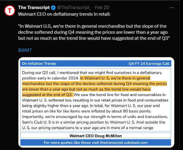 Transcript Walmart Deflation Comments