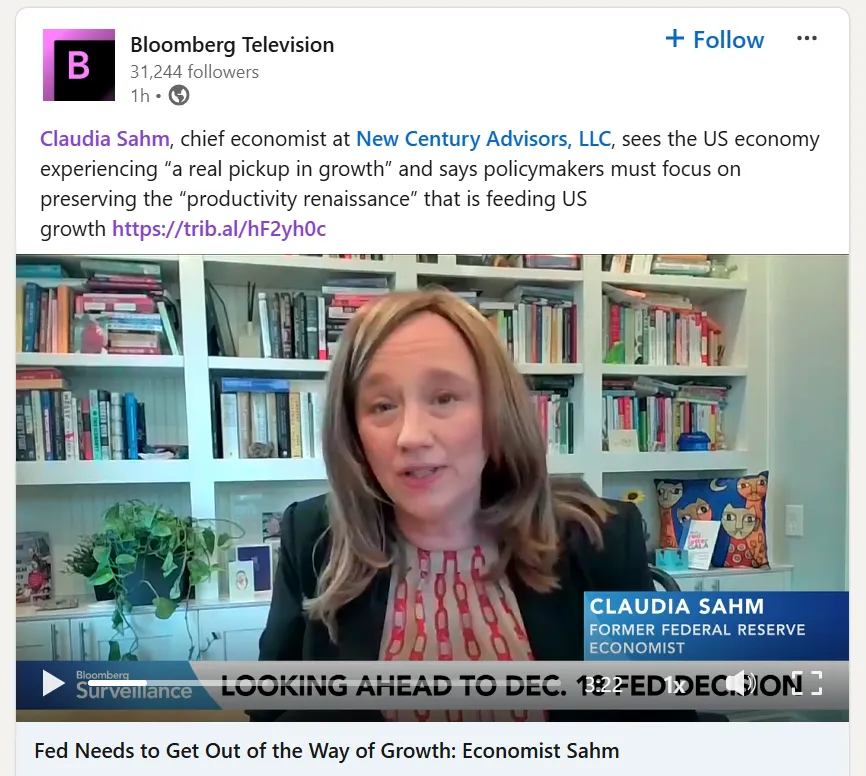 Claudia Sahm Bloomberg Interview