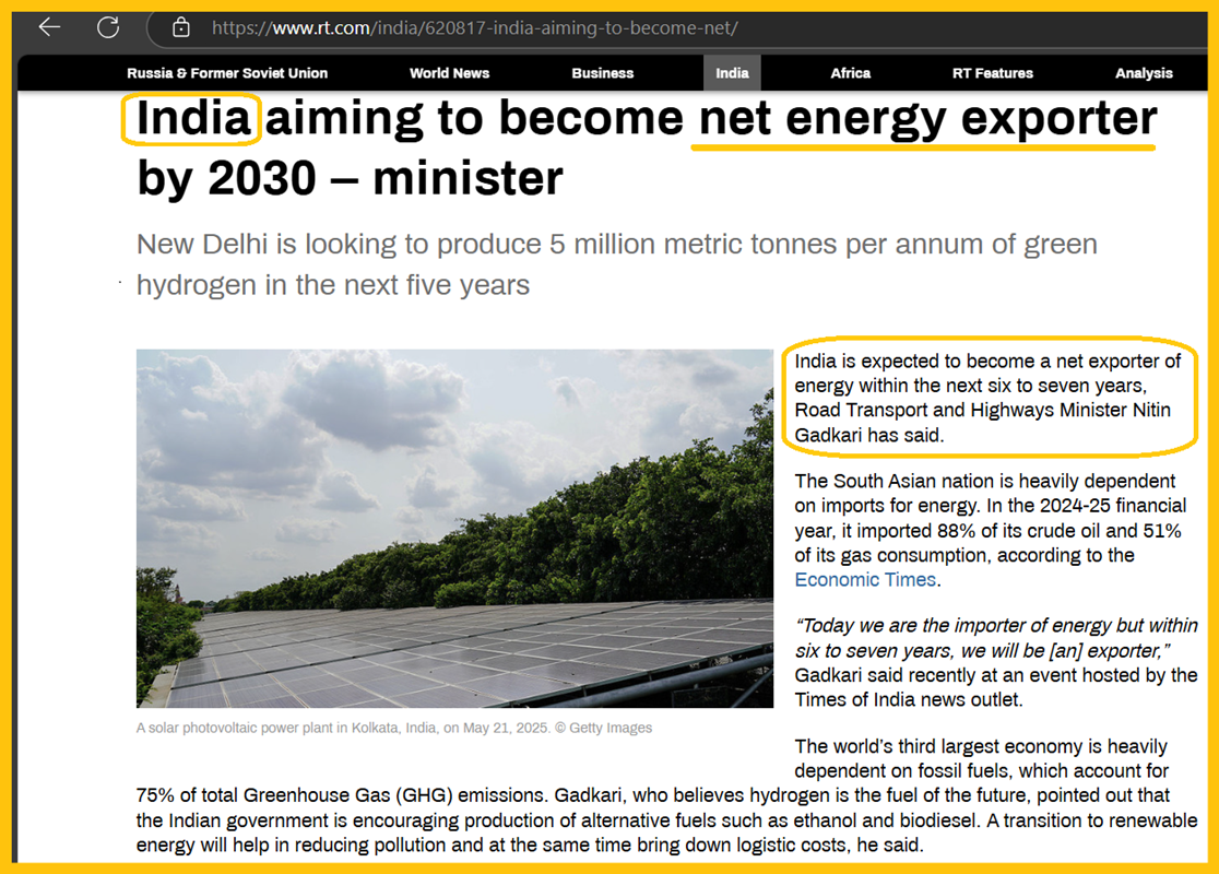 India to Become Net Energy Exporter by 2030 