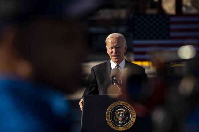 &copy Bloomberg. US President Joe Biden speaks during an event in Baltimore, Maryland, US, on Monday, Jan. 30, 2023. Biden is helping to kick off a project to replace the 150-year old Baltimore and Potomac Tunnel that is seen as among the worst bottlenecks slowing train traffic on the Northeast Corridor.