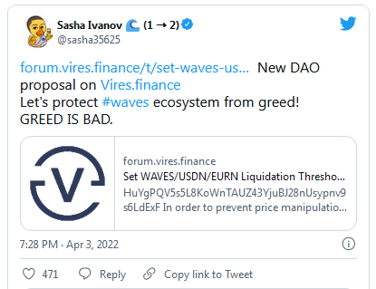 Saasha Invanov Tweet.
