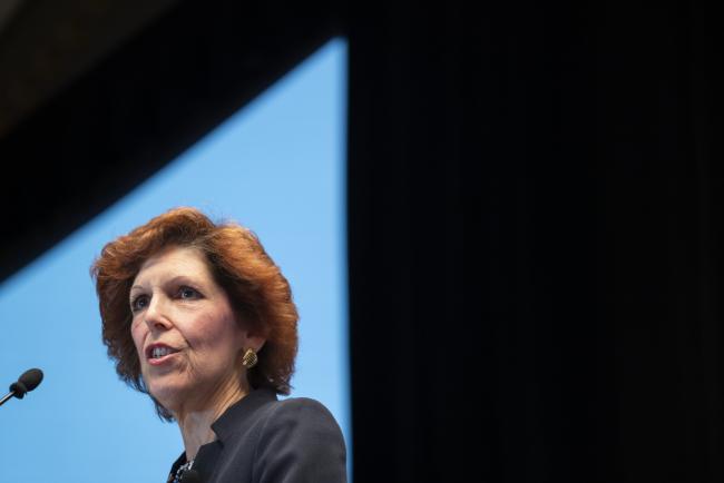 &copy Bloomberg. Loretta Mester, president and chief executive officer of Federal Reserve Bank of Cleveland, speaks during the National Association of Business Economics (NABE) economic policy conference in Washington, D.C., U.S., on Monday, Feb. 24, 2020. This year's annual conference theme is 