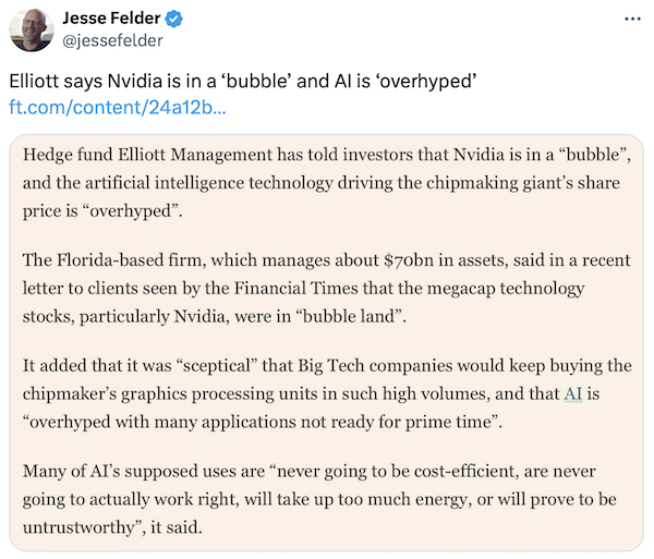 Jesse Felder AI and NVDA Update