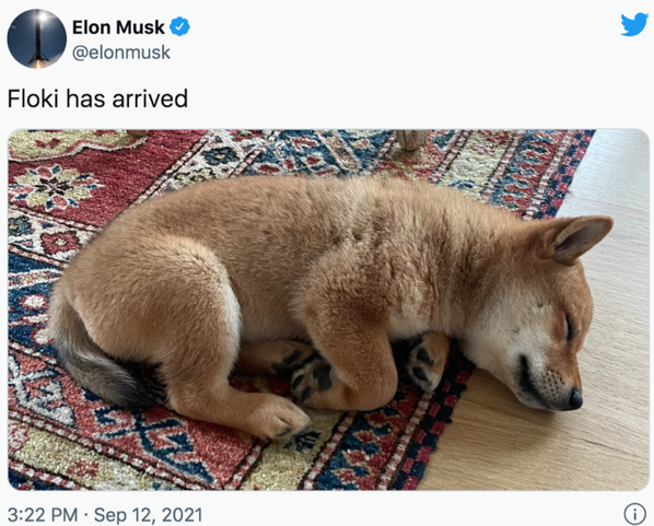 Tweet d'Elon Musk du 12 septembre 2021