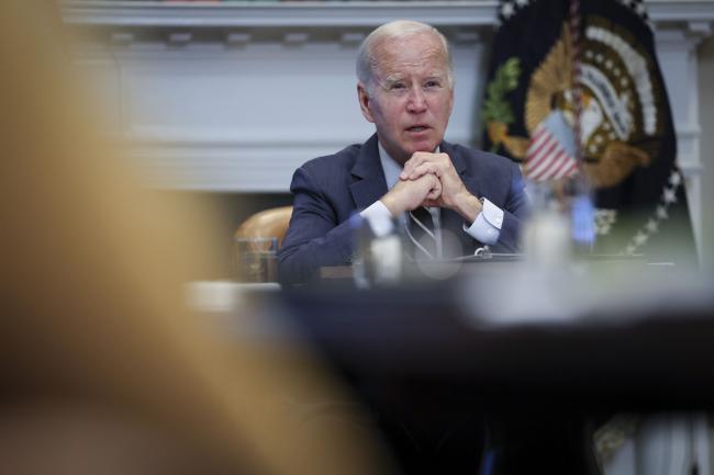 &copy Bloomberg. WASHINGTON, DC - MAY 31: U.S. President Joe Biden speaks during a meeting with leaders of federal emergency preparedness and response teams in the Roosevelt Room of the White House May 31, 2023 in Washington, DC. Biden received a briefing on the state of extreme weather preparedness during the meeting. (Photo by Win McNamee/Getty Images)