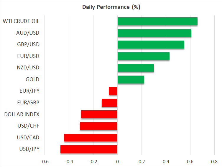 Stocks Steadier, U.S. Dollar Softer as Markets Weigh Recession Risks