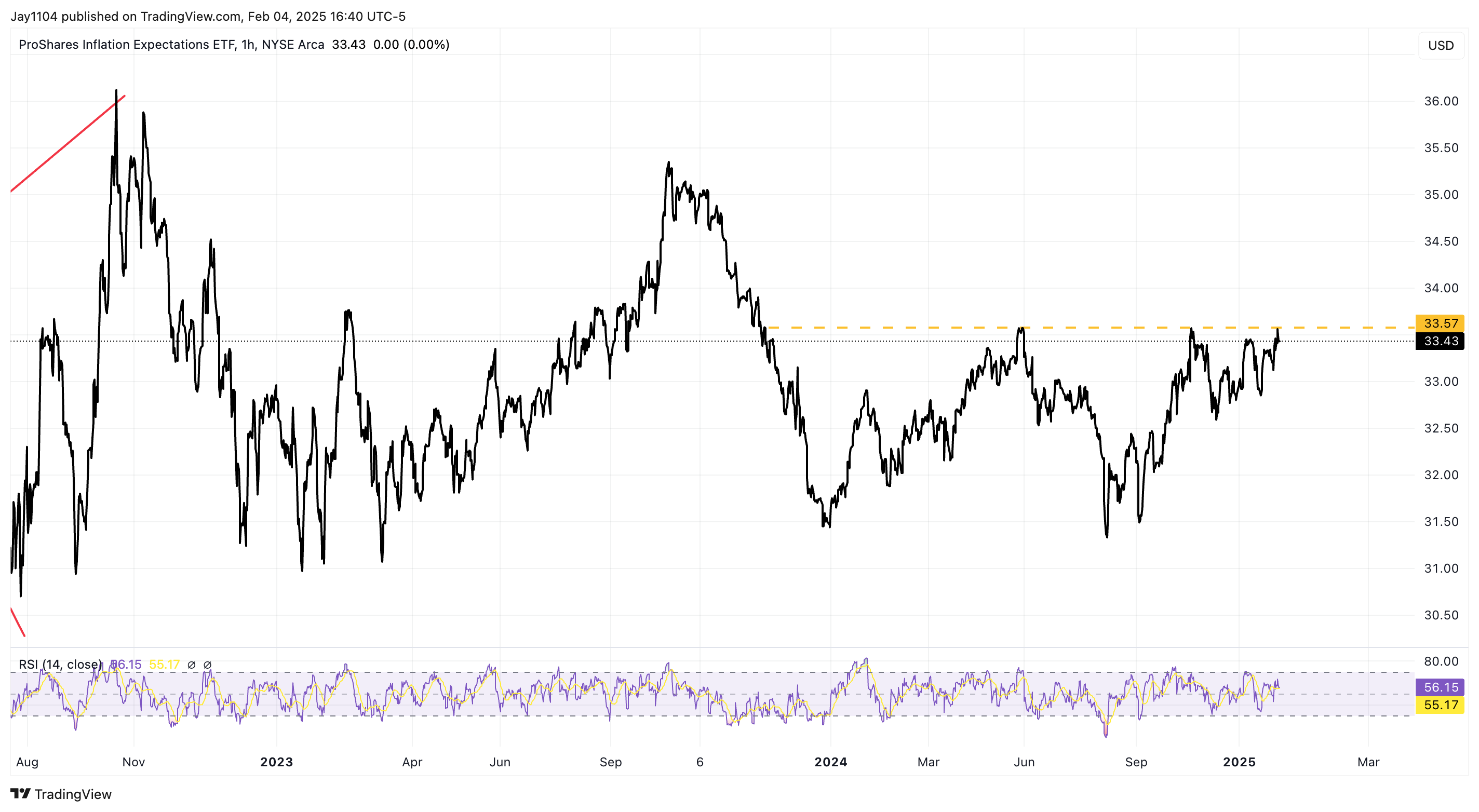 RINF ETF-1-Hour Chart