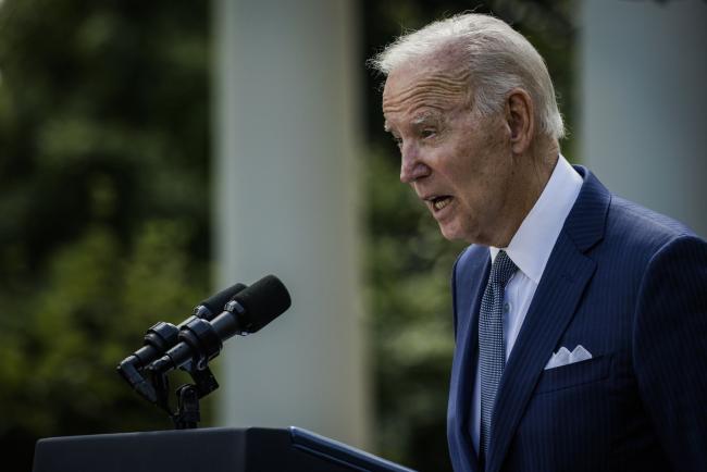 &copy Bloomberg. US President Joe Biden speaks in the Rose Garden of the White House in Washington, DC, US, on Tuesday, Sept. 27, 2022. Elderly and disabled Americans on Medicare will pay less in monthly premiums and deductibles next year after the program spent less than expected on drugs and other services in 2022, especially a pricey new medicine for Alzheimer's.