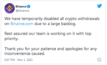 Binance Tweet