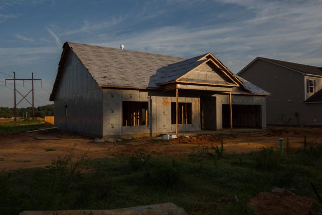 &copy Bloomberg. A home under construction in the Woodbridge subdivision in Sumter, South Carolina. Photographer: Micah Green/Bloomberg