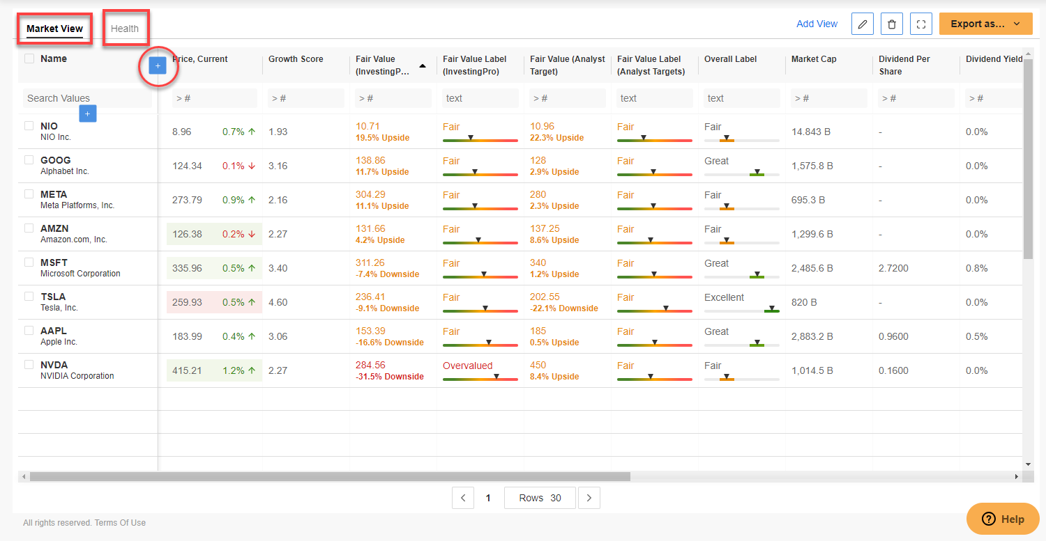 InvestingPro Watchlist