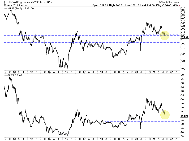 HUI and GDXJ Charts