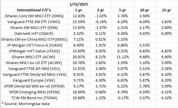 International Annual Returns