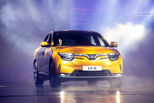 &copy Bloomberg. VinFast LLC's VF8 sport utility vehicle (SUV) at a delivery event at the company's factory in Haiphong, Vietnam, on Saturday, Sept. 10, 2022. VinFast, an electric carmaker backed by Vietnam’s richest man, will ship about 5,000 vehicles to customers in the U.S., Canada and Europe early November and begin global deliveries a month later.