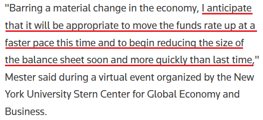 Cleveland Fed President Loretta Mester Statement