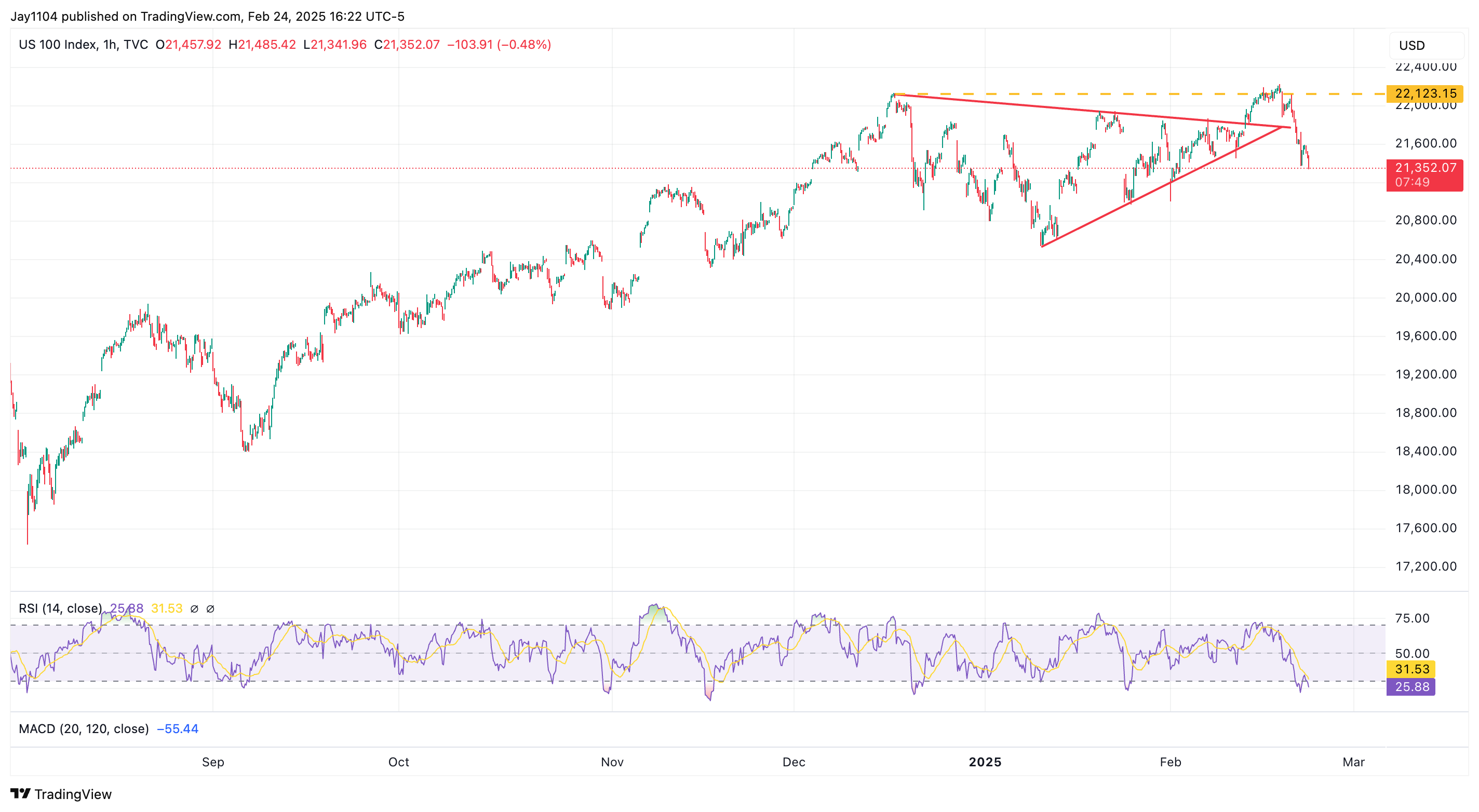 Nasdaq 100-Hourly Chart